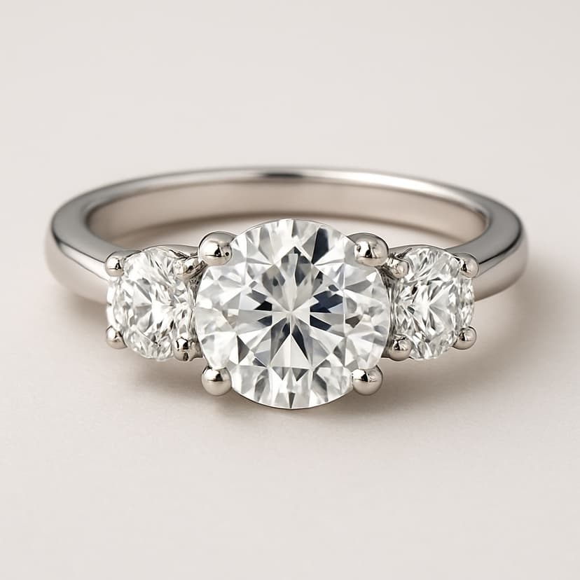 Three-stone anniversary ring in platinum