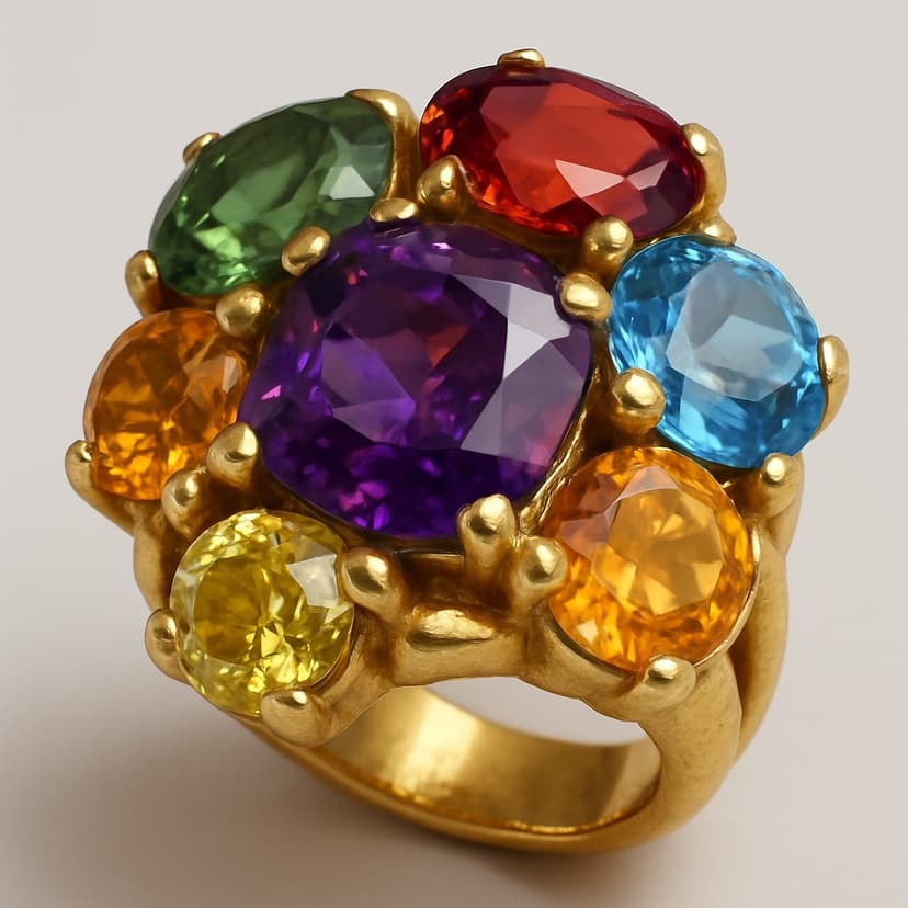 Statement cocktail ring with colored gemstones