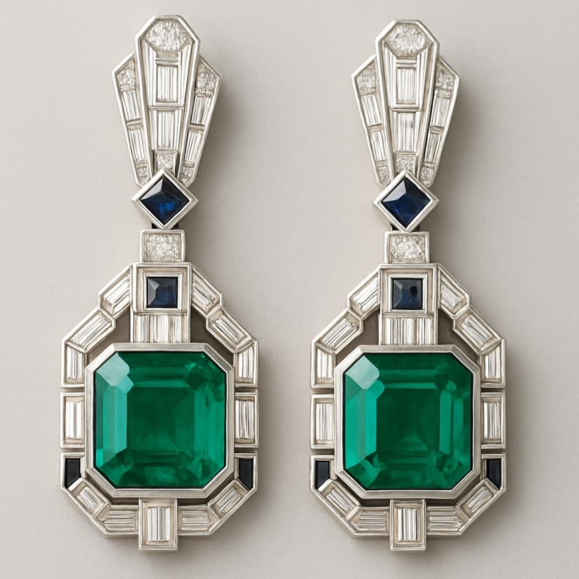 Art Deco inspired emerald earrings